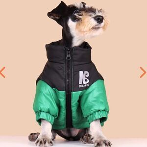 Bonapet Puffer Dog Jacket Green and Black 2XL